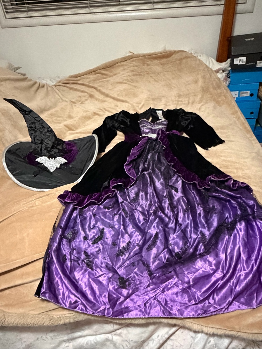Morph Costume Girls Purple and Black Witch Costume Dress with Hat NWOT M 8
